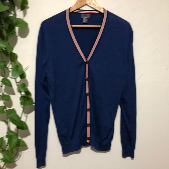 H&M Silk Blend Royal Blue Varsity Jacket Cardigan - Picture 1 of 4